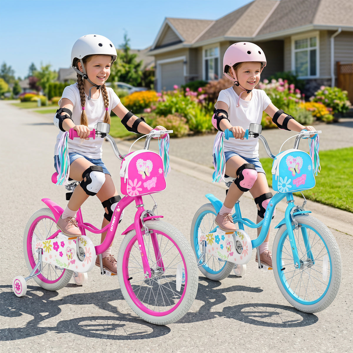 Vélo pour fille avec sac avant et rubans pour 3-4 ans