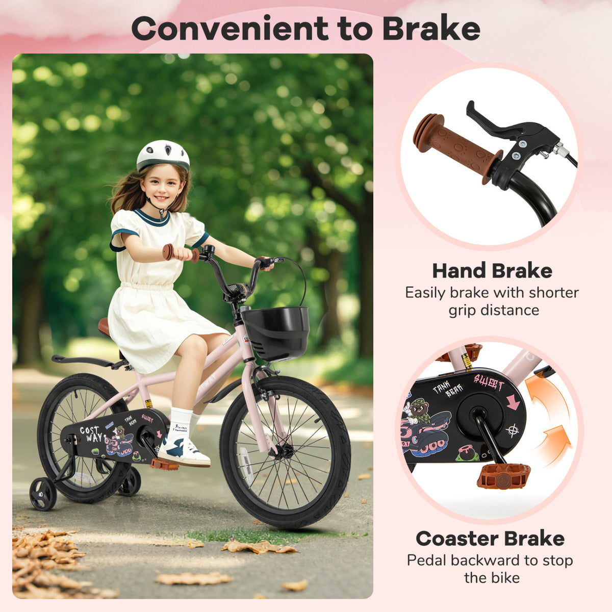Vélo pour enfants avec panier et guidon réglable pour les 4-7 ans