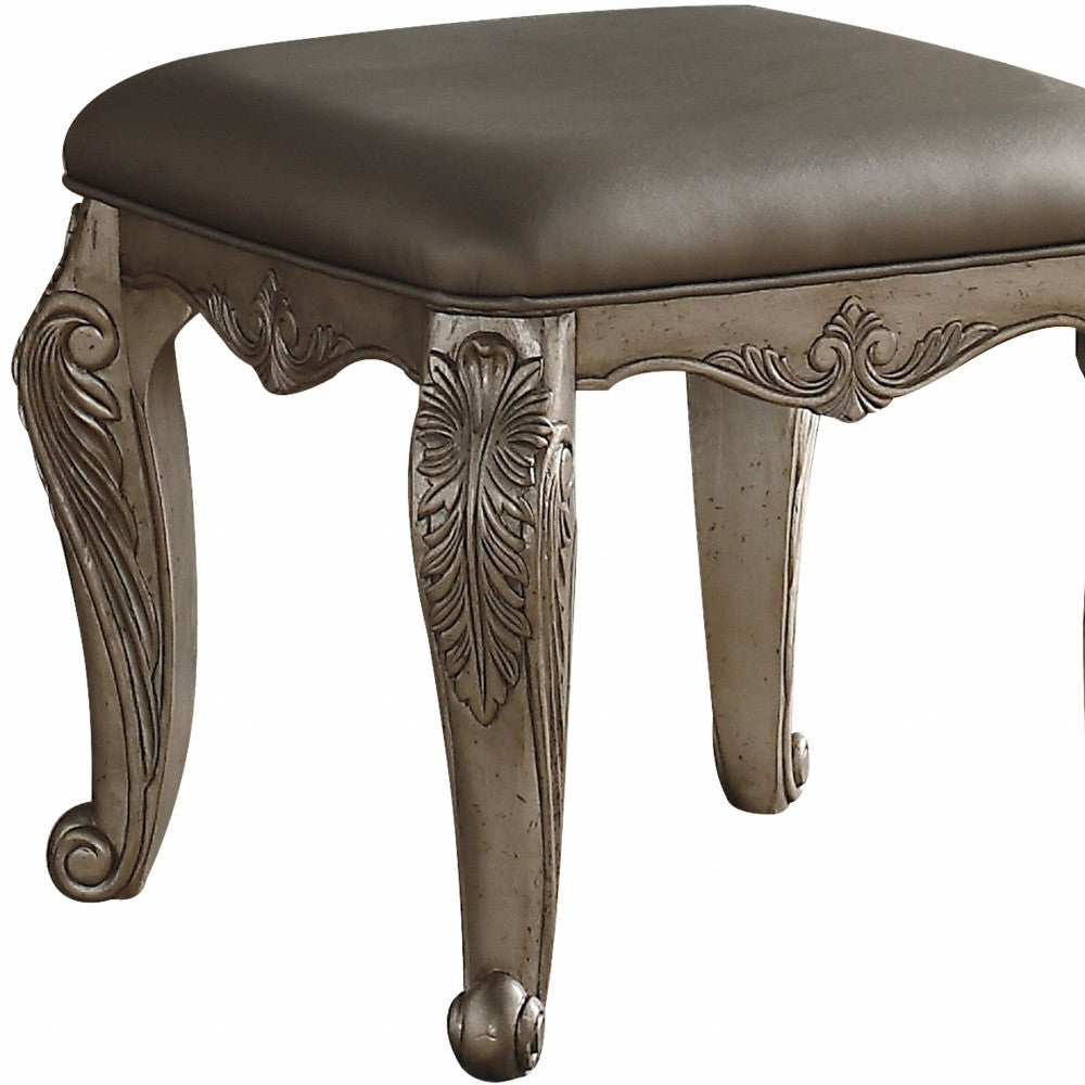 19" Antique Silver Solid Wood Backless Bar Chair-Bar Chairs-DECOROLALA