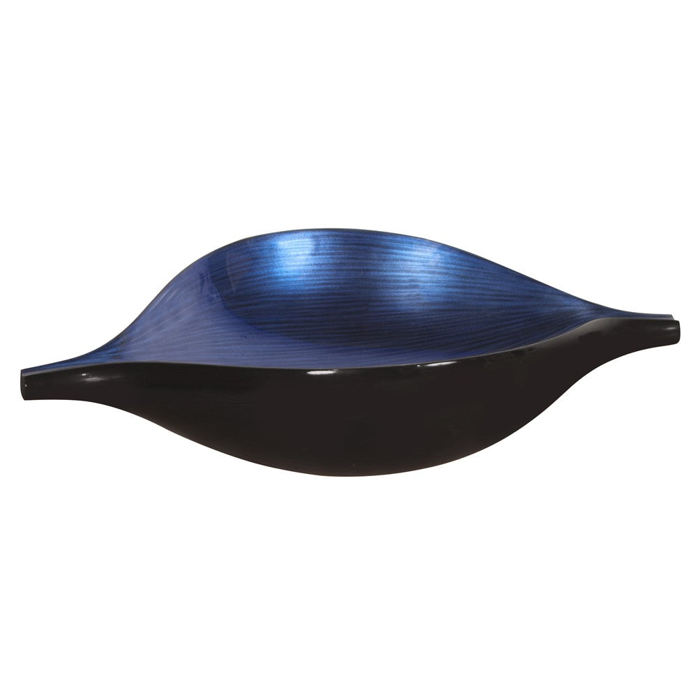 19" Black And Blue Solid Wood Novelty Centerpiece Bowl-Serving Bowls-DECOROLALA
