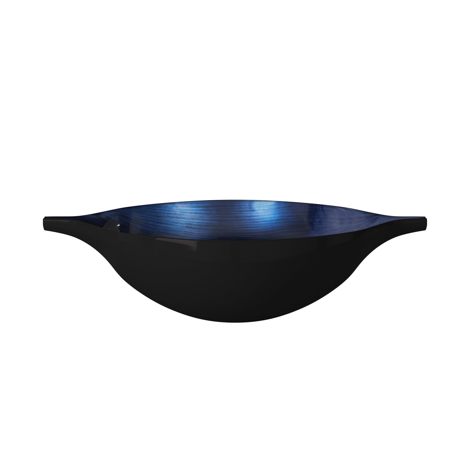 19" Black And Blue Solid Wood Novelty Centerpiece Bowl-Serving Bowls-DECOROLALA