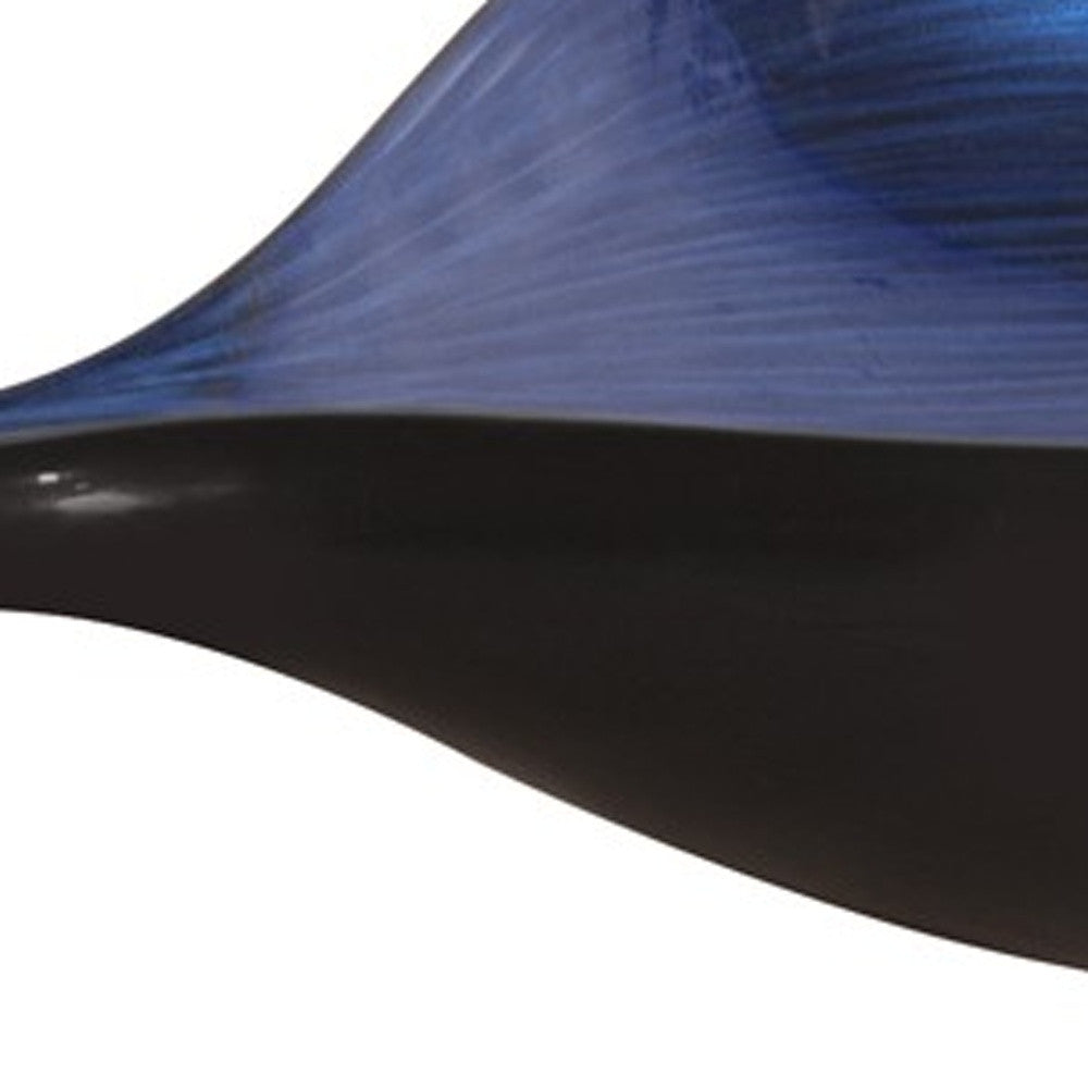 19" Black And Blue Solid Wood Novelty Centerpiece Bowl-Serving Bowls-DECOROLALA