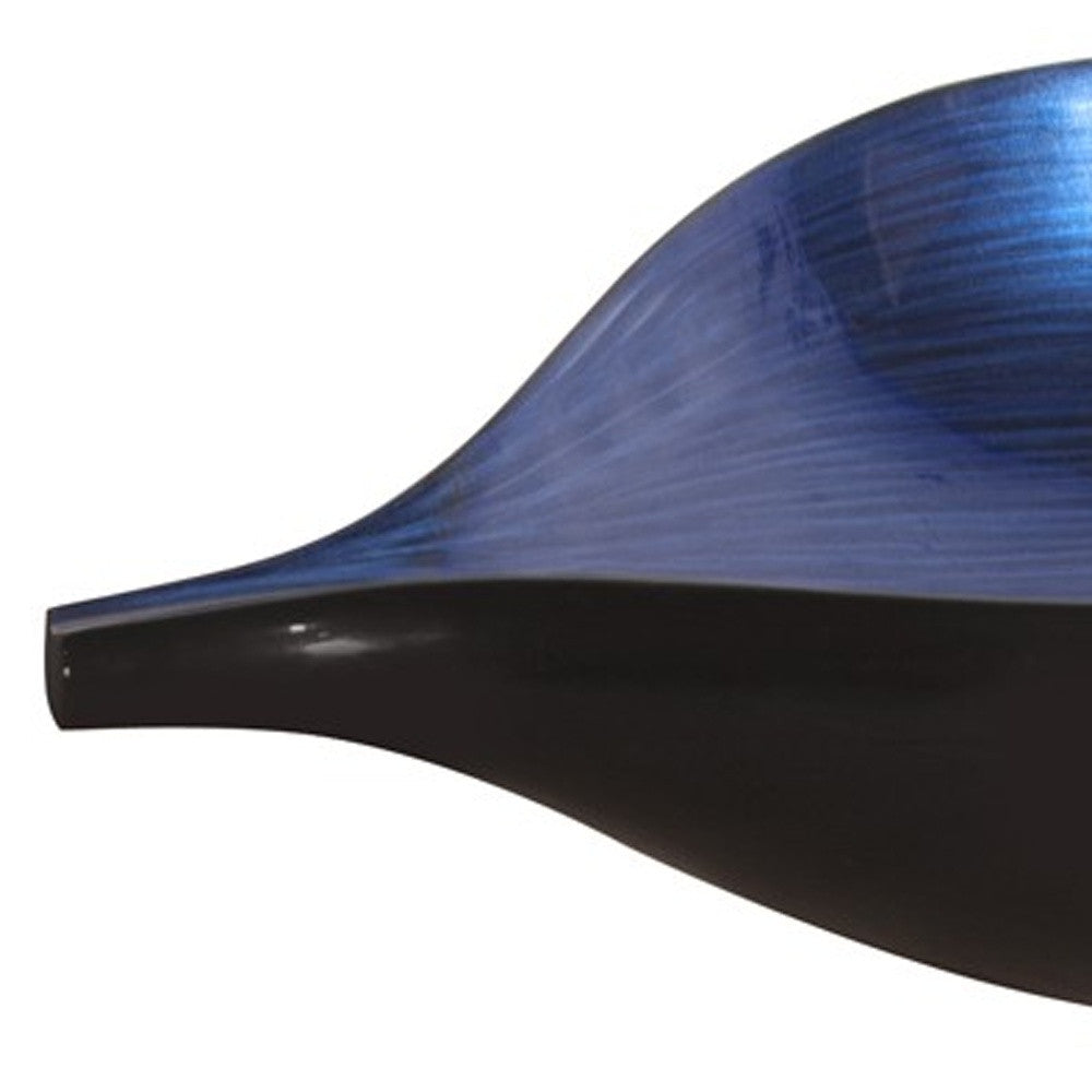 19" Black And Blue Solid Wood Novelty Centerpiece Bowl-Serving Bowls-DECOROLALA