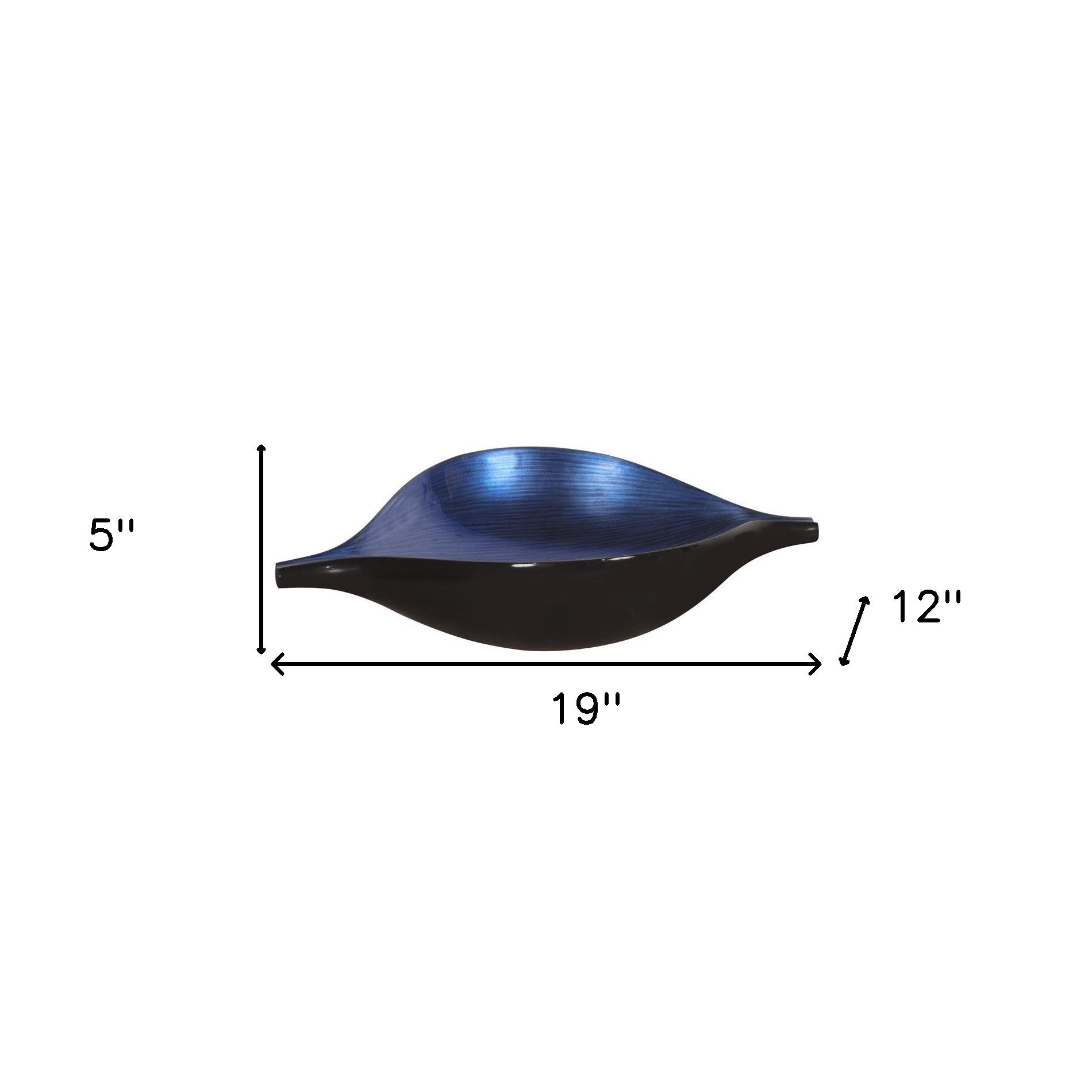 19" Black And Blue Solid Wood Novelty Centerpiece Bowl-Serving Bowls-DECOROLALA