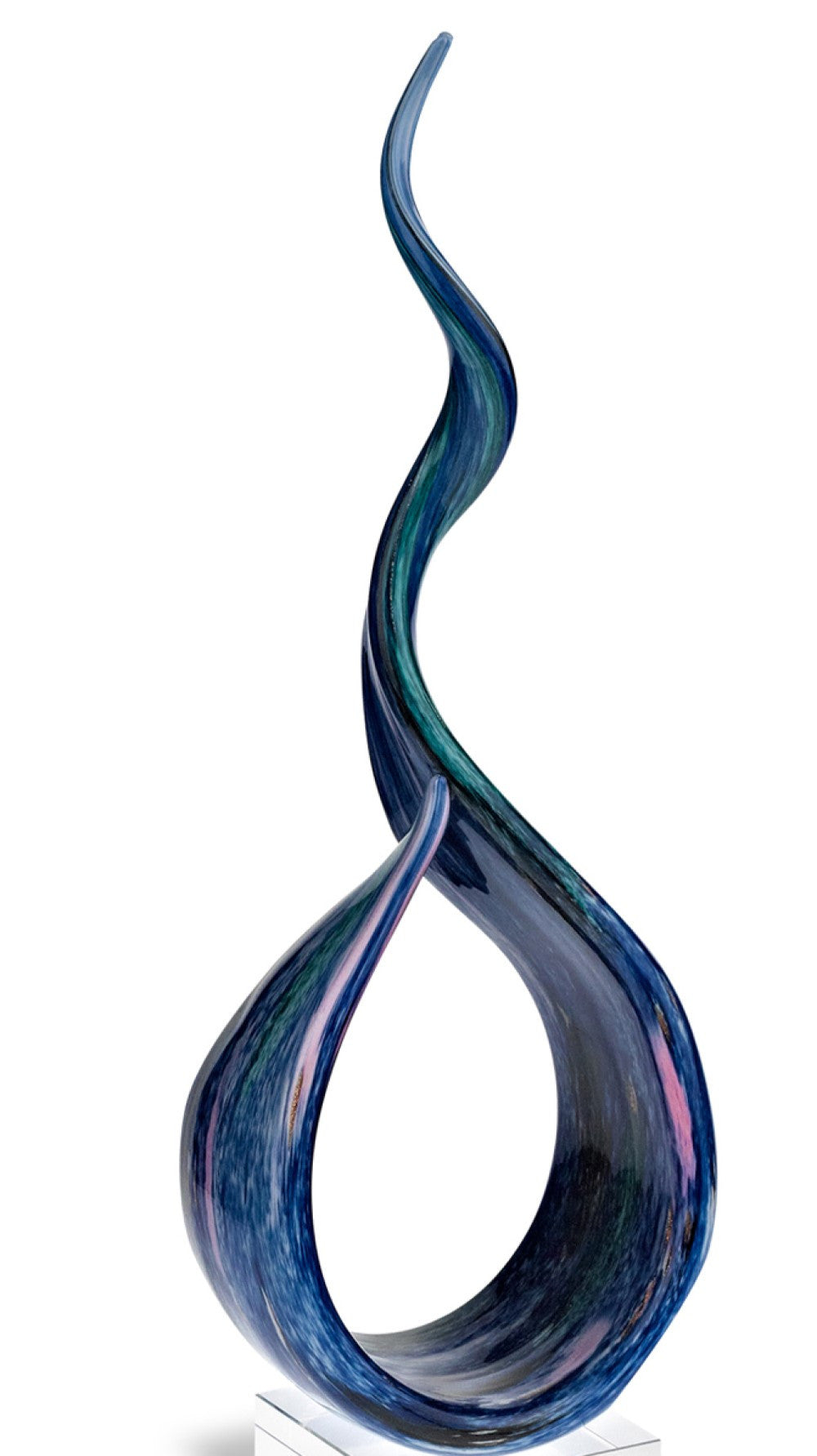 19" Blue and Green Murano Glass Modern Abstract Tabletop Sculpture-Sculptures-DECOROLALA