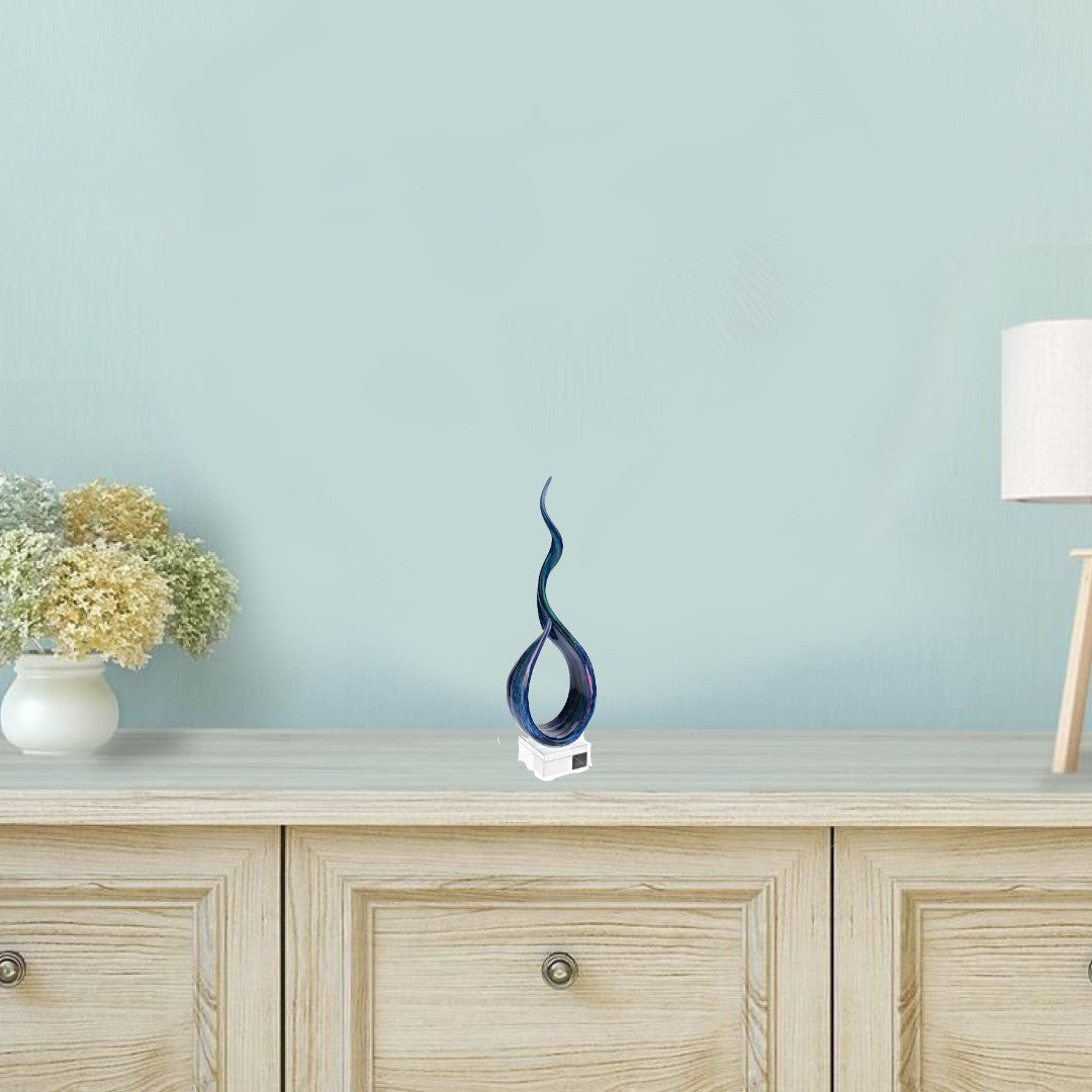 19" Blue and Green Murano Glass Modern Abstract Tabletop Sculpture-Sculptures-DECOROLALA