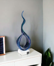 19" Blue and Green Murano Glass Modern Abstract Tabletop Sculpture-Sculptures-DECOROLALA