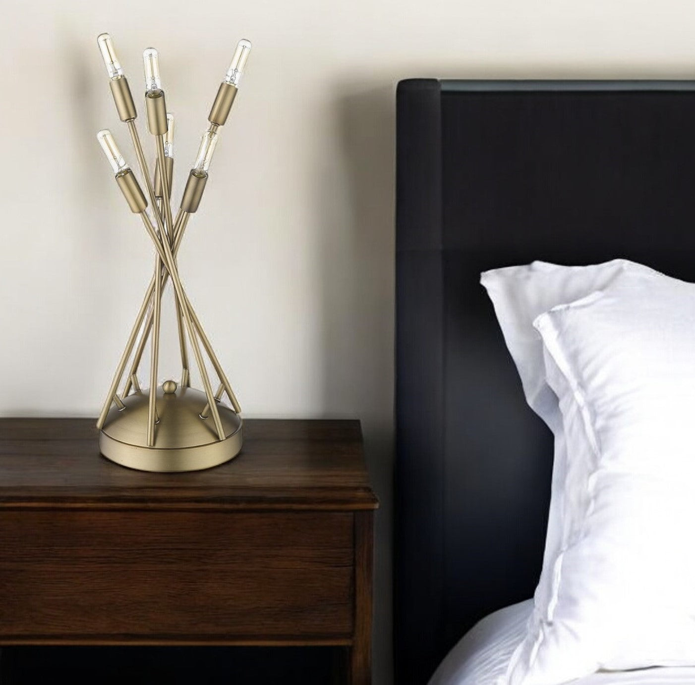 19" Brass Metal Six Light Novelty Table Lamp-Table Lamps-DECOROLALA