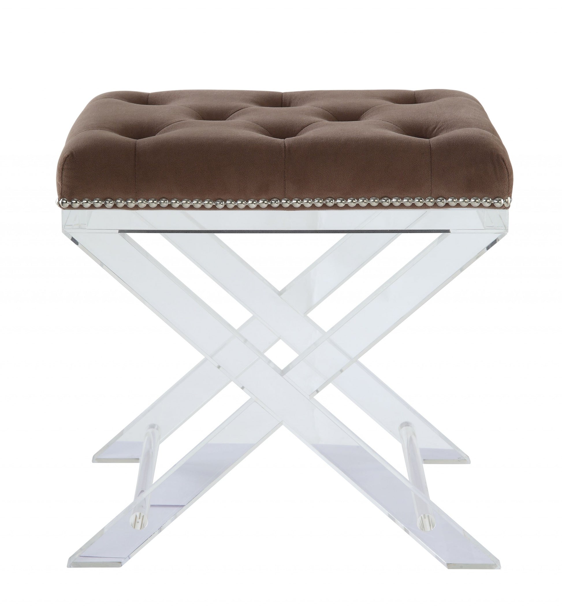 19" Brown Acrylic Backless Bar Chair-Bar Chairs-DECOROLALA