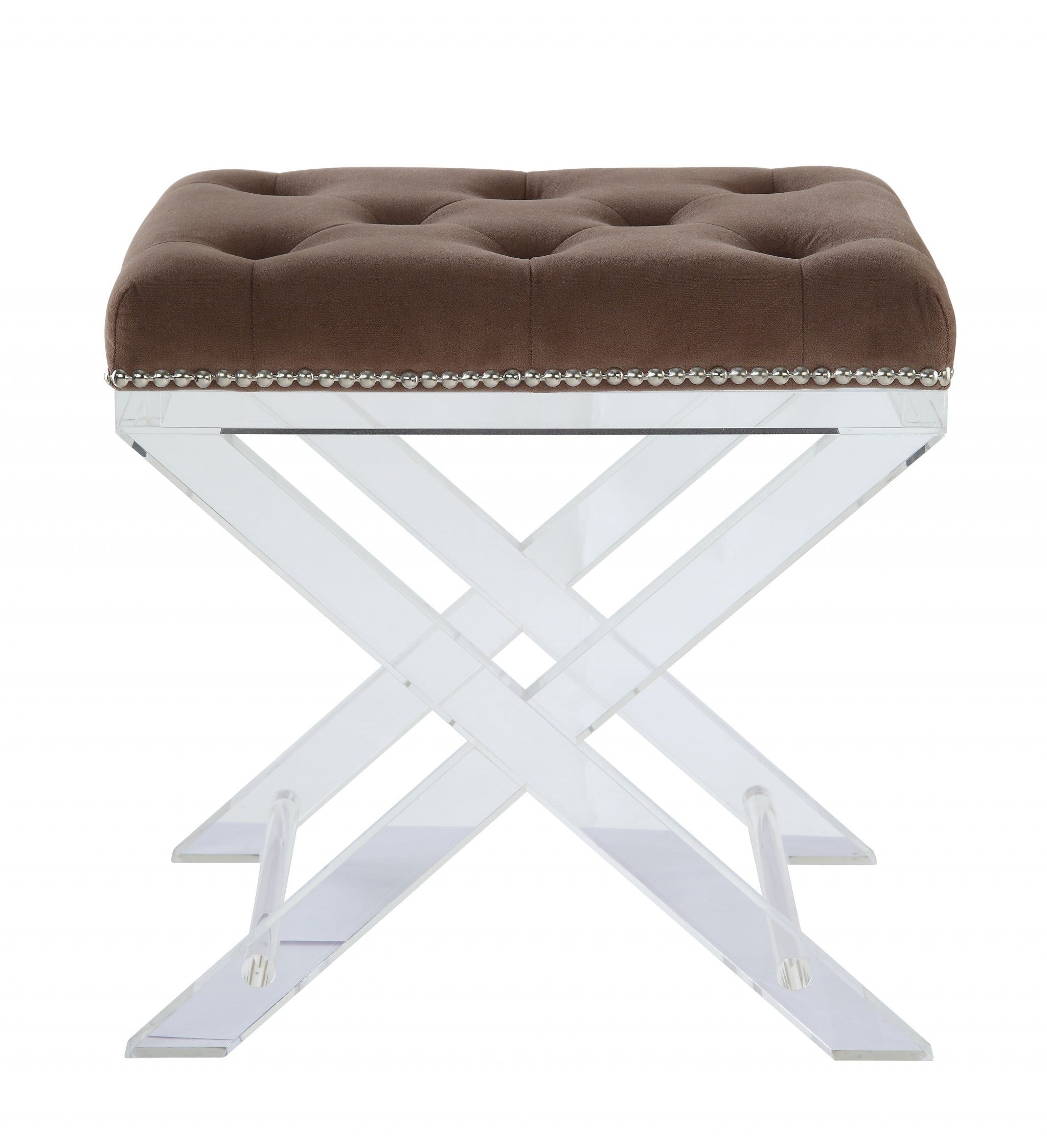 19" Brown Acrylic Backless Bar Chair-Bar Chairs-DECOROLALA