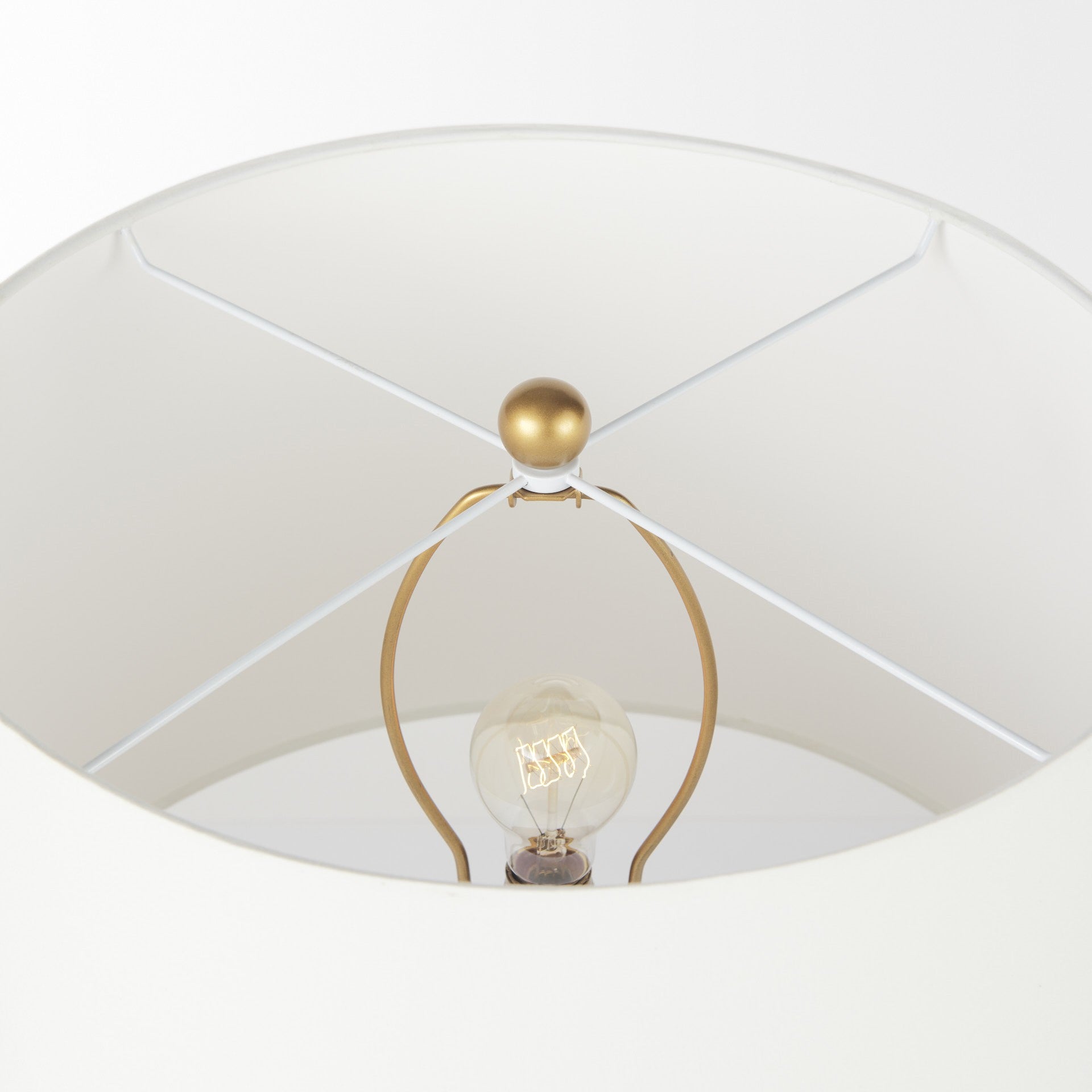 19" Brown Lamp Base LED With White Shade-Table Lamps-DECOROLALA