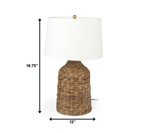 19" Brown Lamp Base LED With White Shade-Table Lamps-DECOROLALA