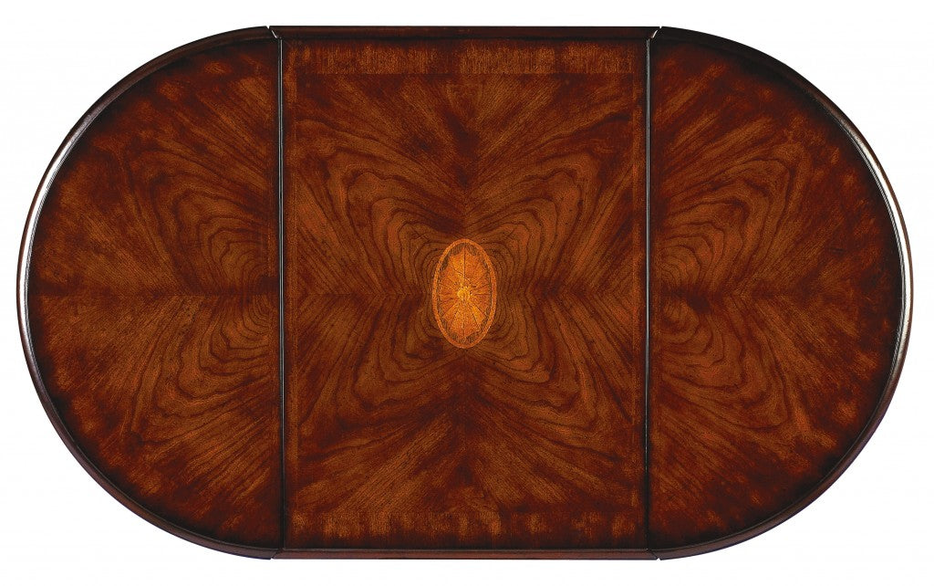 19" Brown and Dark Brown Wood Oval Coffee Table With Drawer-Coffee Tables-DECOROLALA