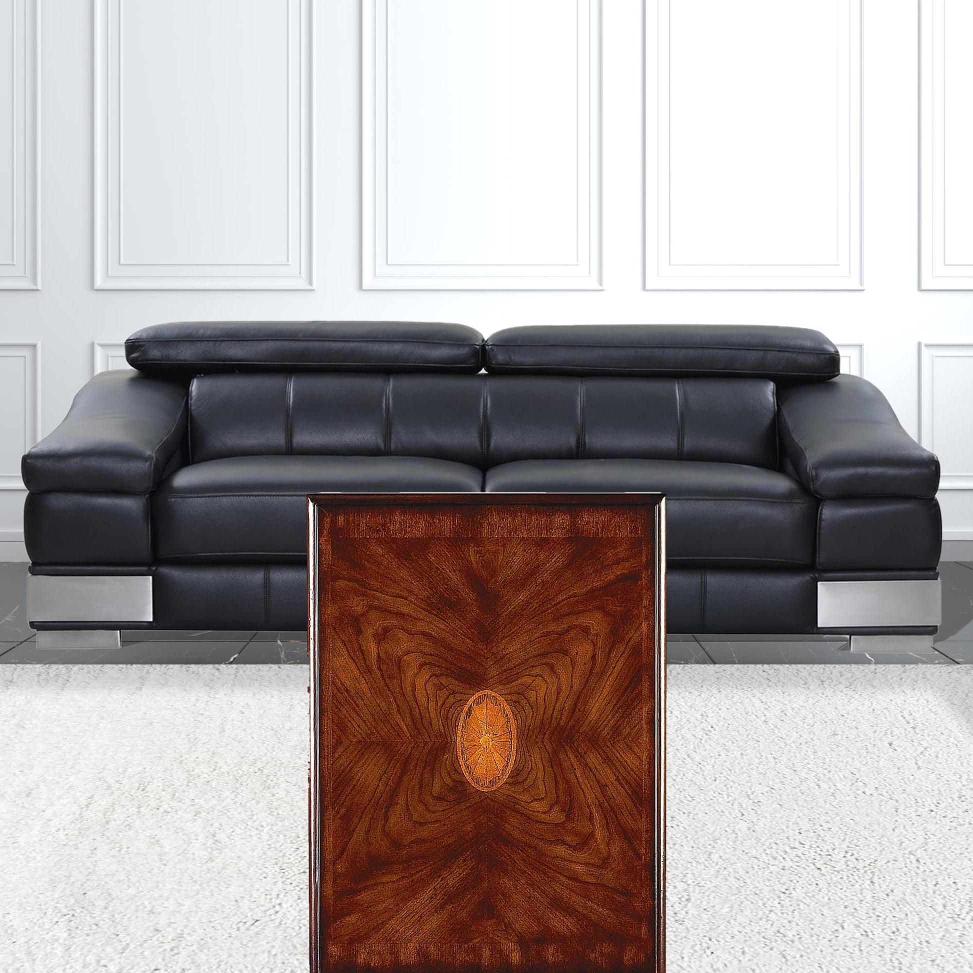 19" Brown and Dark Brown Wood Oval Coffee Table With Drawer-Coffee Tables-DECOROLALA