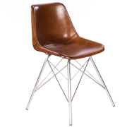 19" Brown and Silver Faux Leather Side Chair-Accent Chairs-DECOROLALA