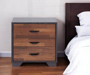 19" Espresso And Walnut Brown Three Drawer Wood Nightstand-Nightstands & Bedside Tables-DECOROLALA