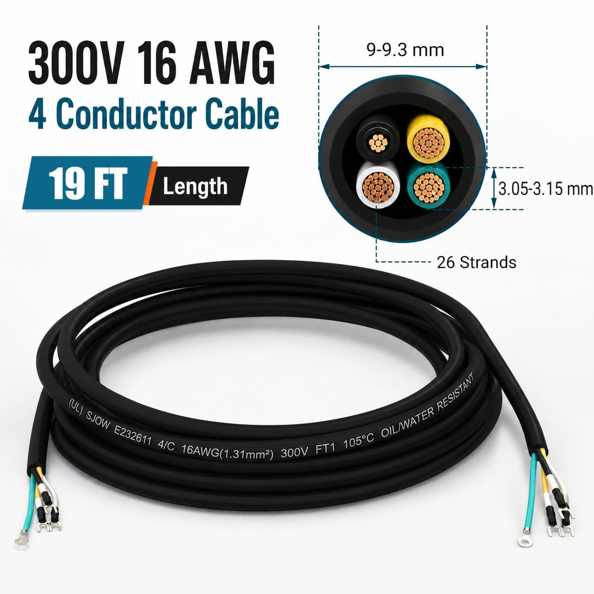 19 FT 16 AWG 4 Conductor Mini Split AC Communication Wire-Mini Split AC Accessories-DECOROLALA