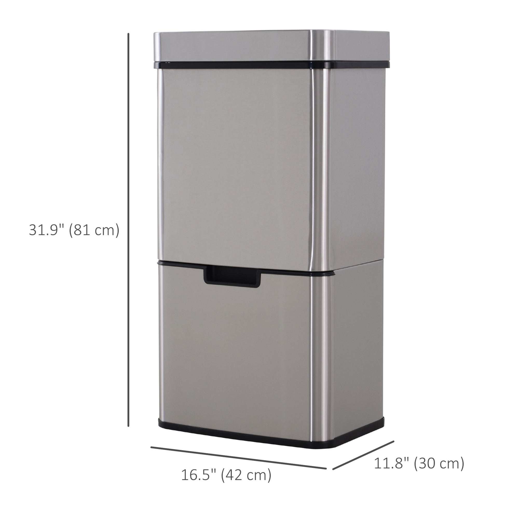 19 Gallon 3-Compartment Sensor Trash Can - Stainless Steel-DECOROLALA