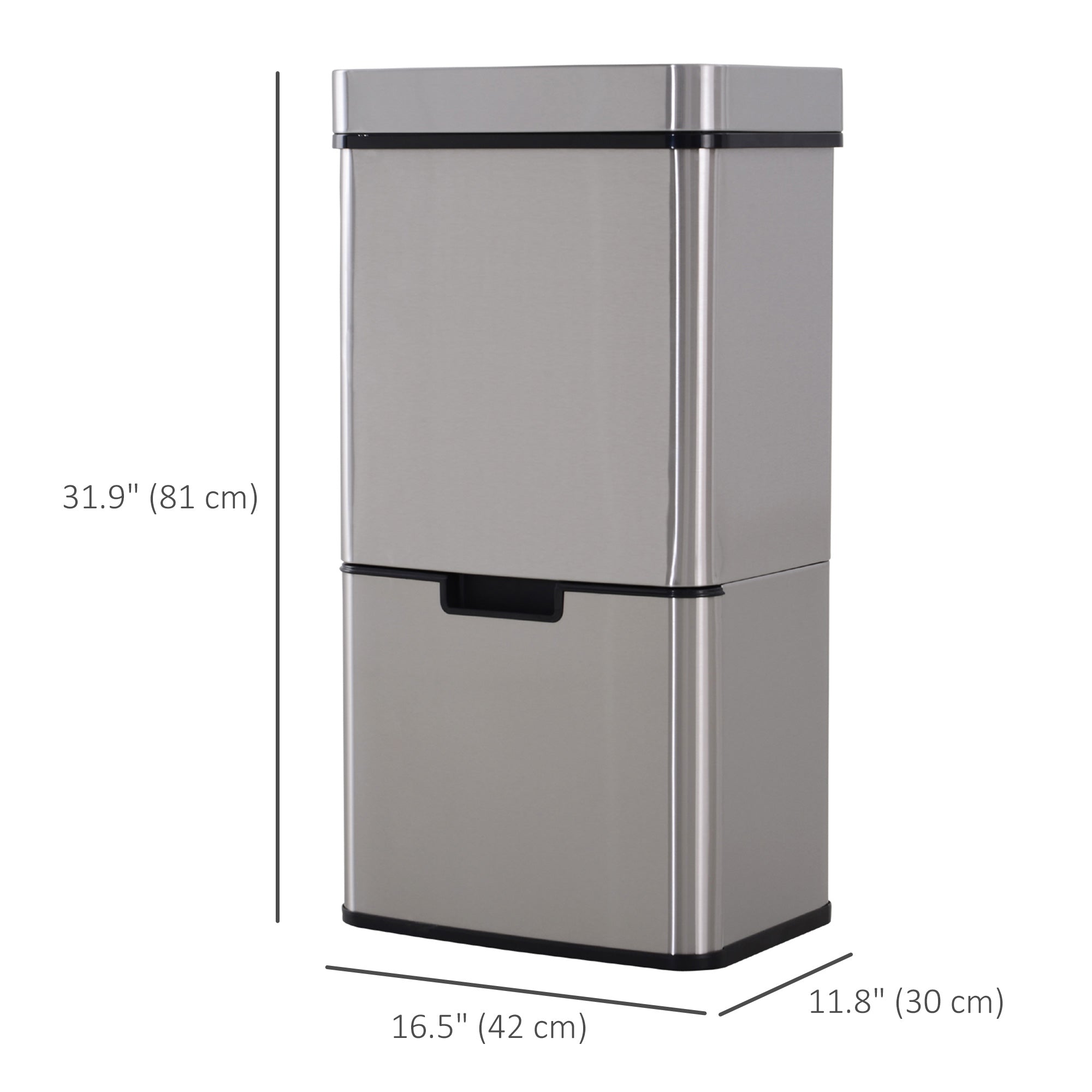 19 Gallon 3-Compartment Sensor Trash Can - Stainless Steel-DECOROLALA