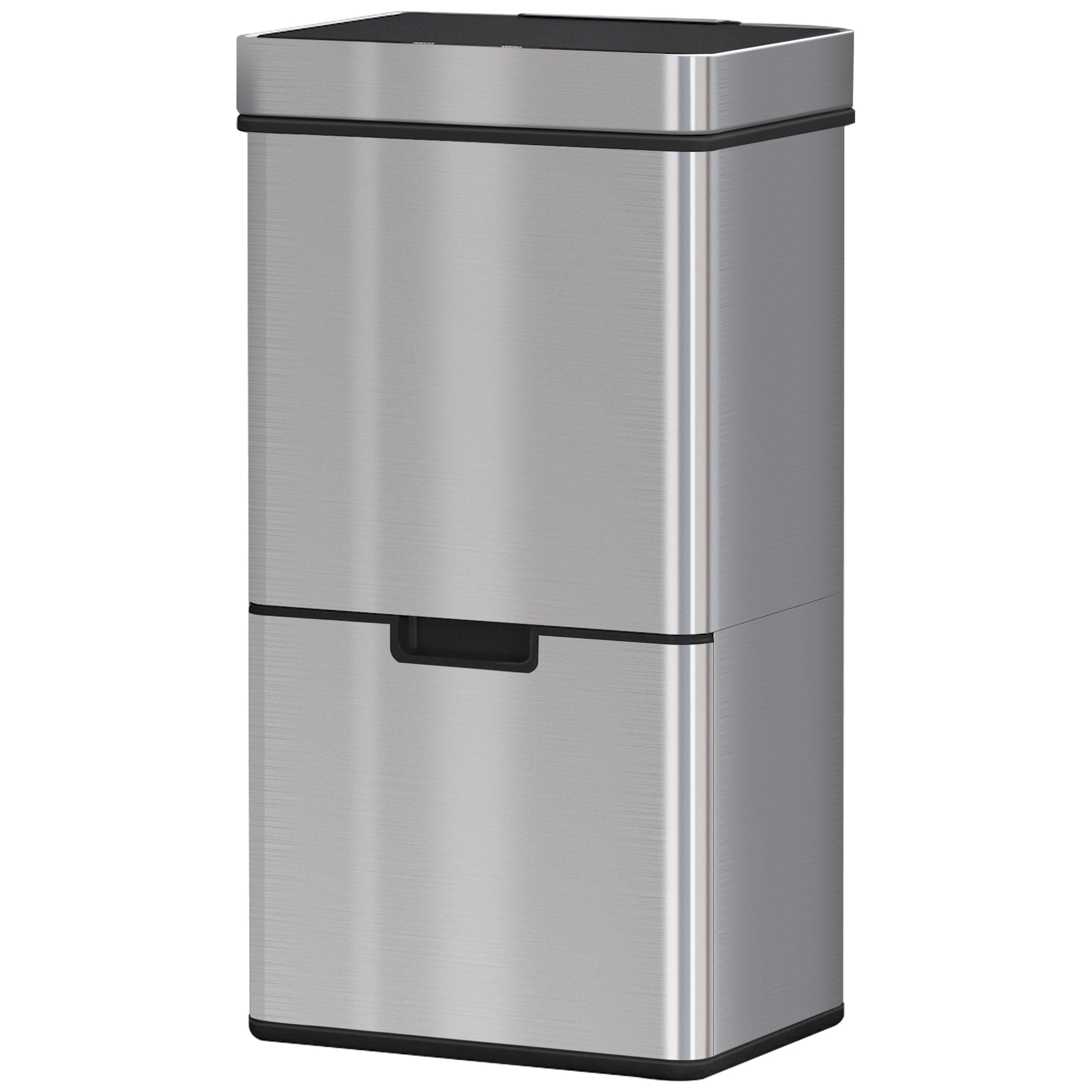 19 Gallon 3-Compartment Sensor Trash Can - Stainless Steel-DECOROLALA