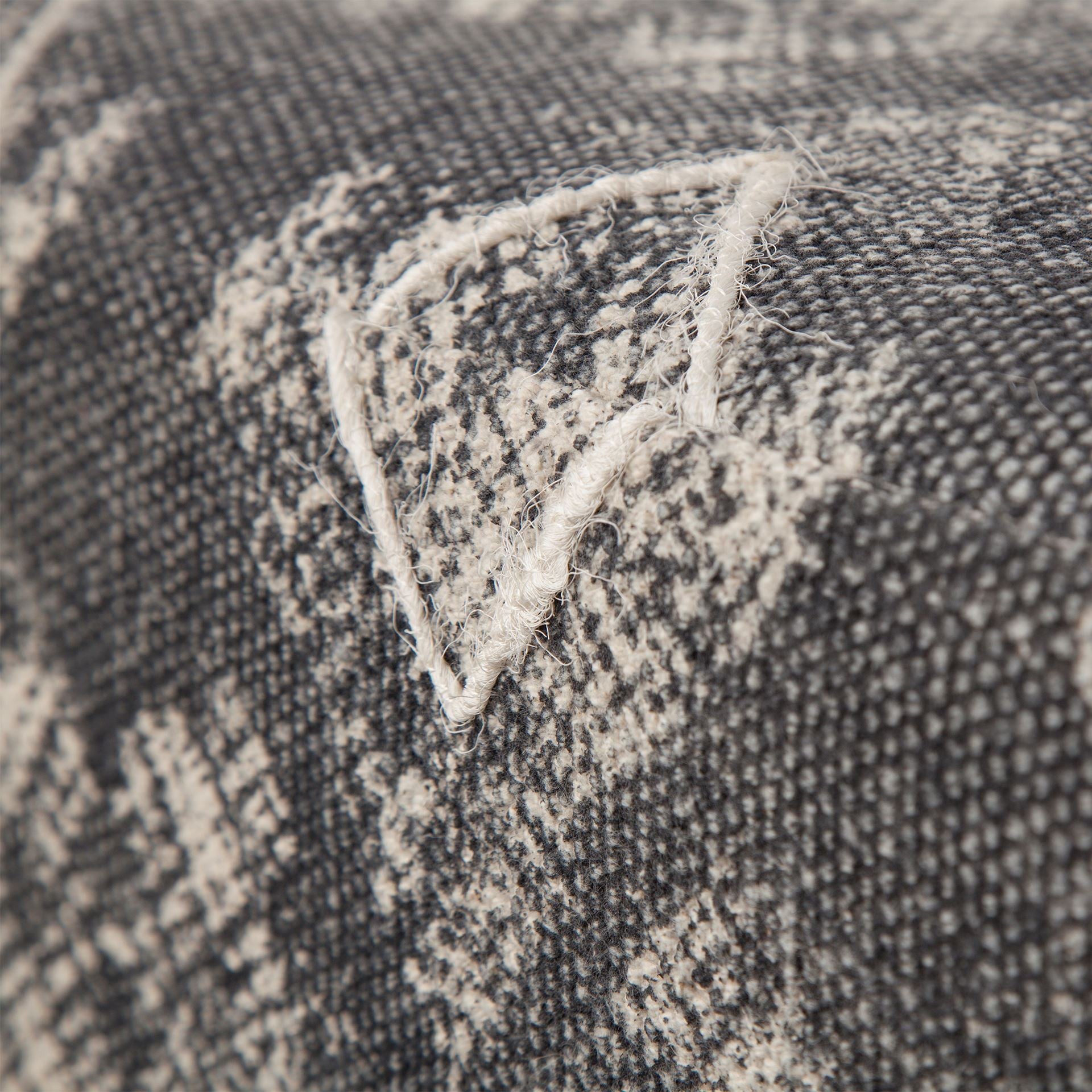 19" Gray Cotton and Brown Cube Ottoman-Ottomans-DECOROLALA