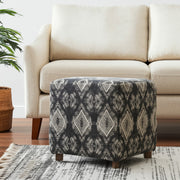 19" Gray Cotton and Brown Cube Ottoman-Ottomans-DECOROLALA