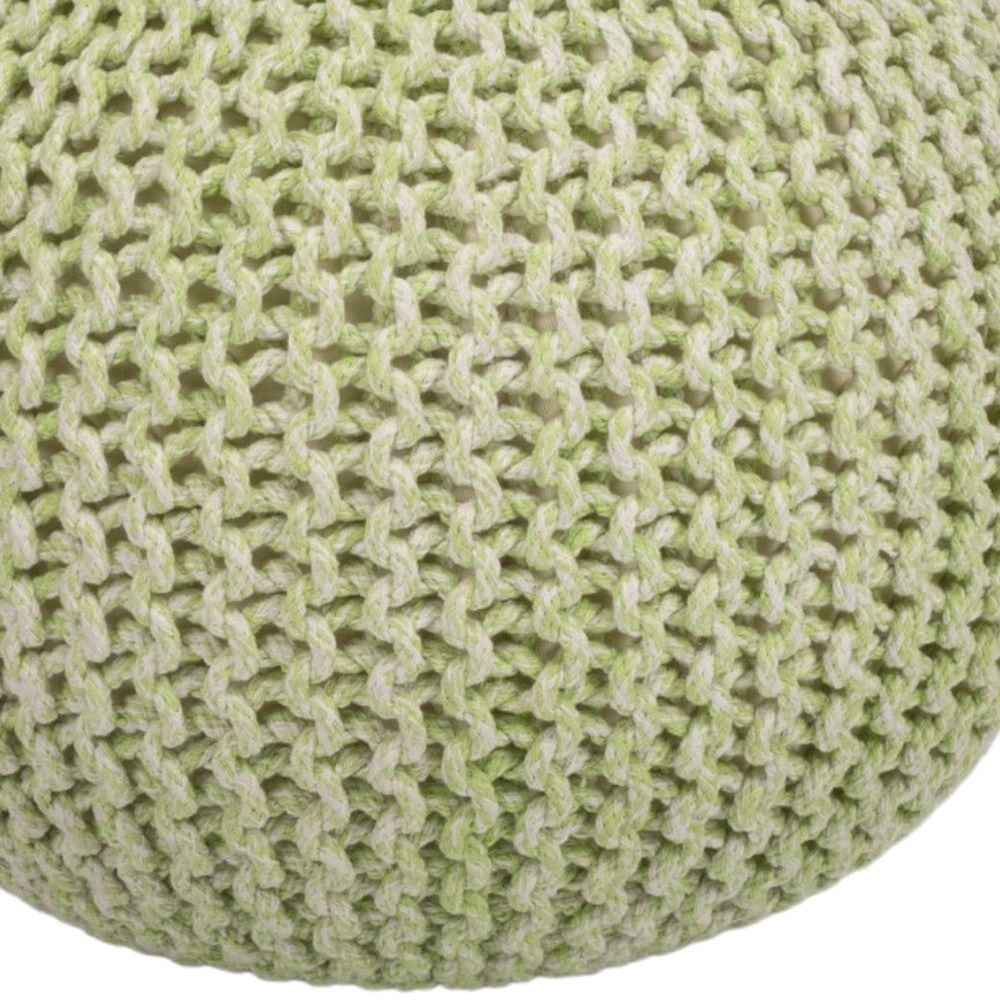 19" Green Wool Round Pouf Ottoman-Ottomans-DECOROLALA