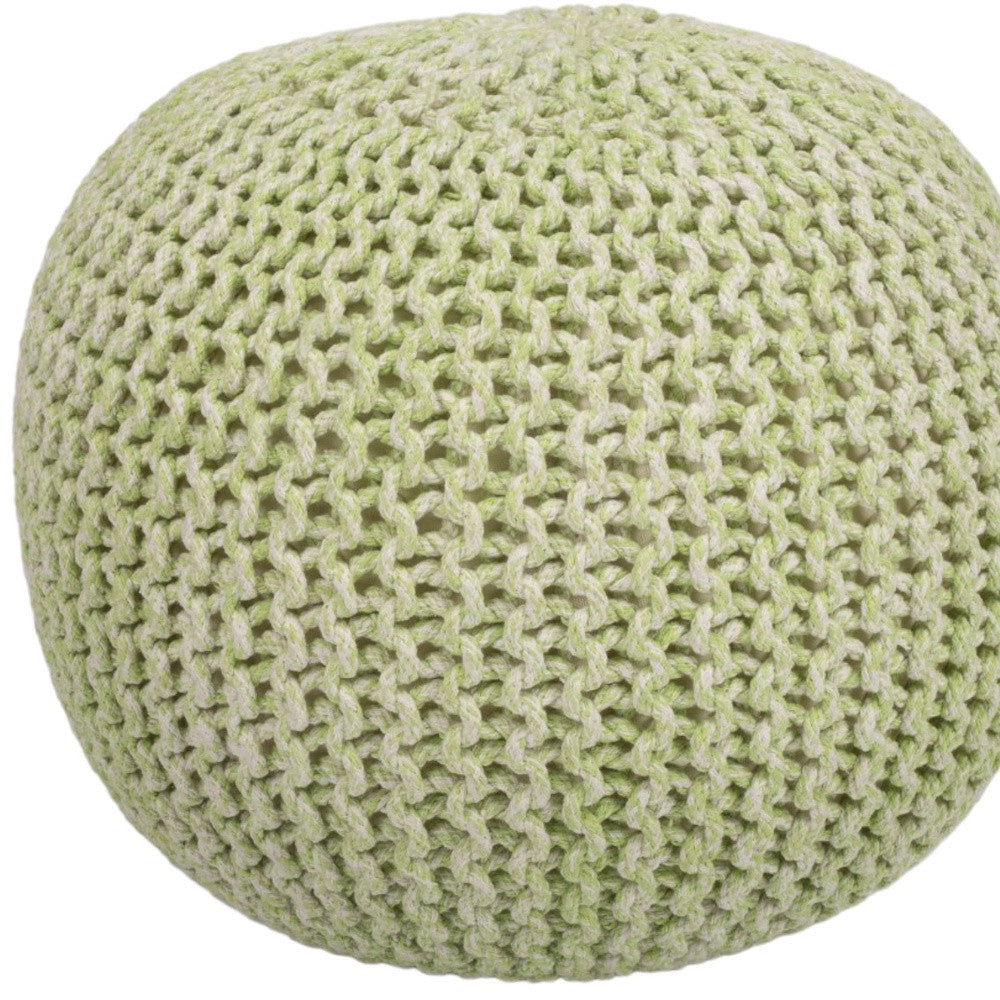19" Green Wool Round Pouf Ottoman-Ottomans-DECOROLALA