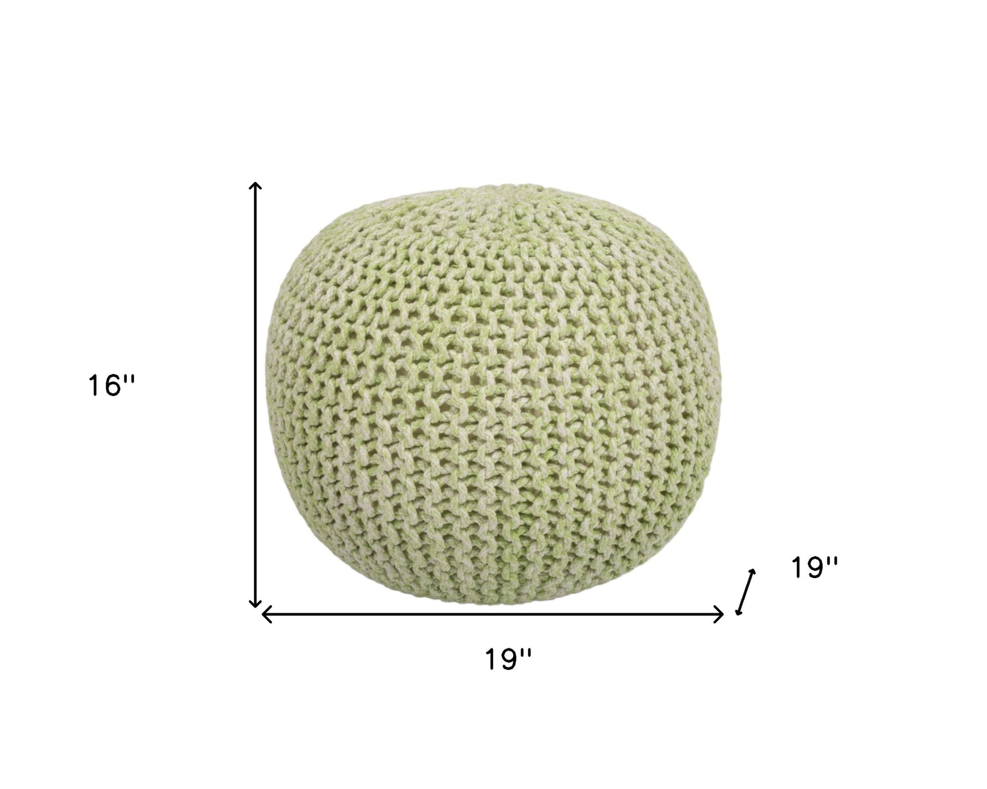 19" Green Wool Round Pouf Ottoman-Ottomans-DECOROLALA