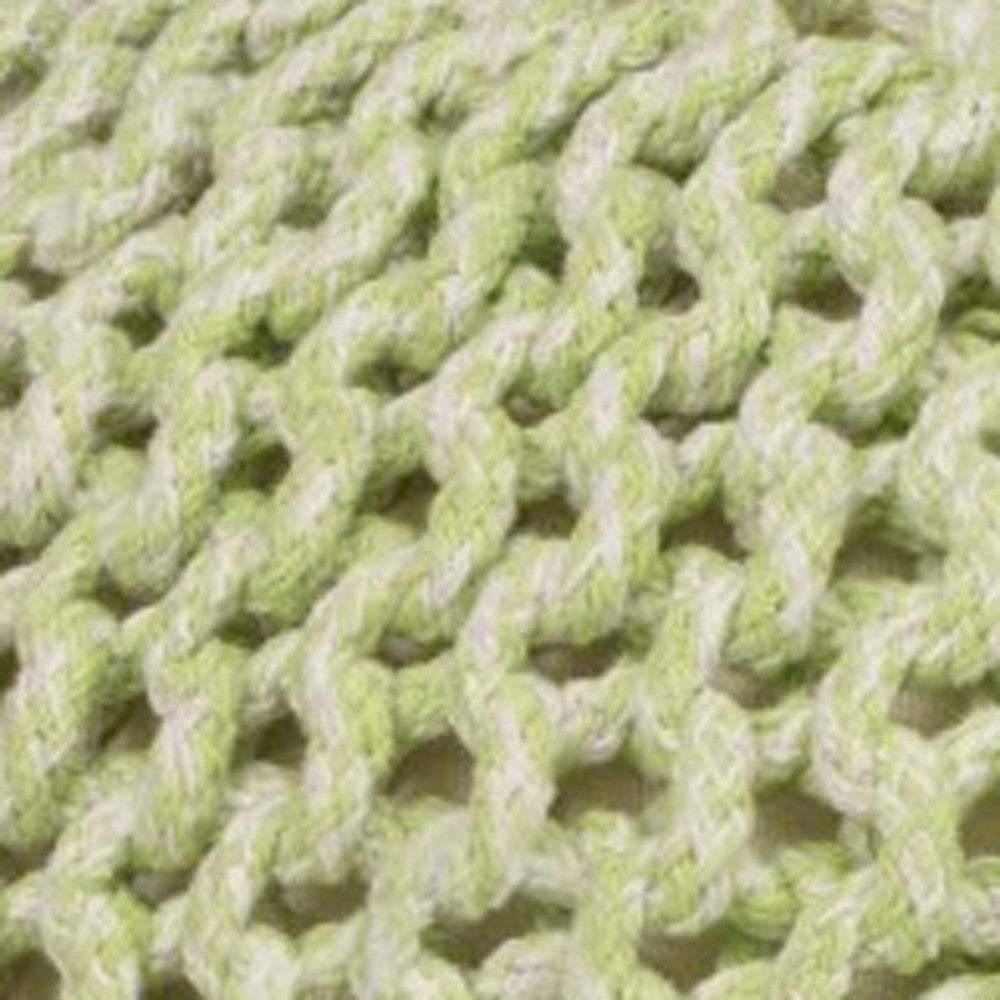 19" Green Wool Round Pouf Ottoman-Ottomans-DECOROLALA