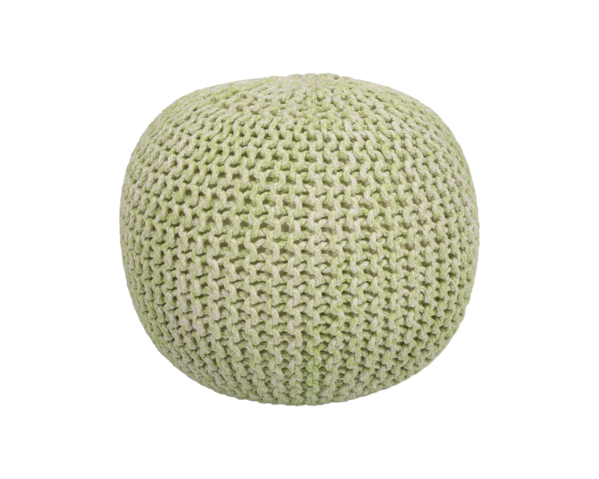 19" Green Wool Round Pouf Ottoman-Ottomans-DECOROLALA
