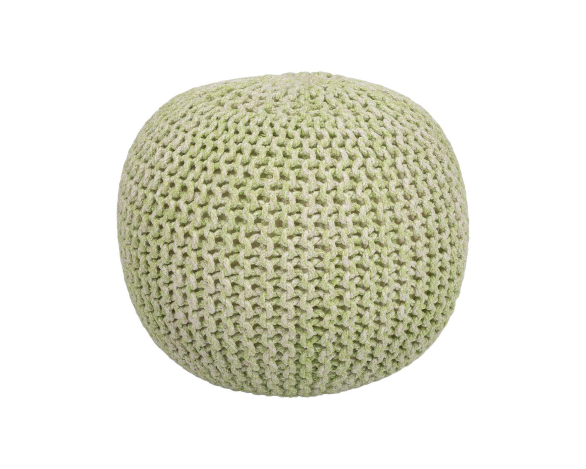 19" Green Wool Round Pouf Ottoman-Ottomans-DECOROLALA