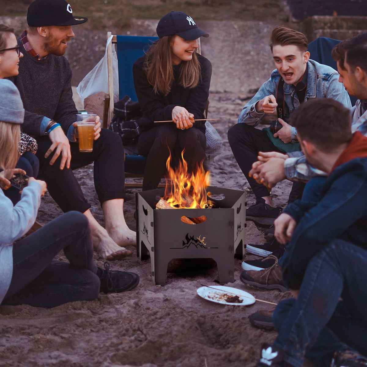 19 Inches Collapsible Portable Plug Fire Pit with Storage Bag-Fire Pits-DECOROLALA