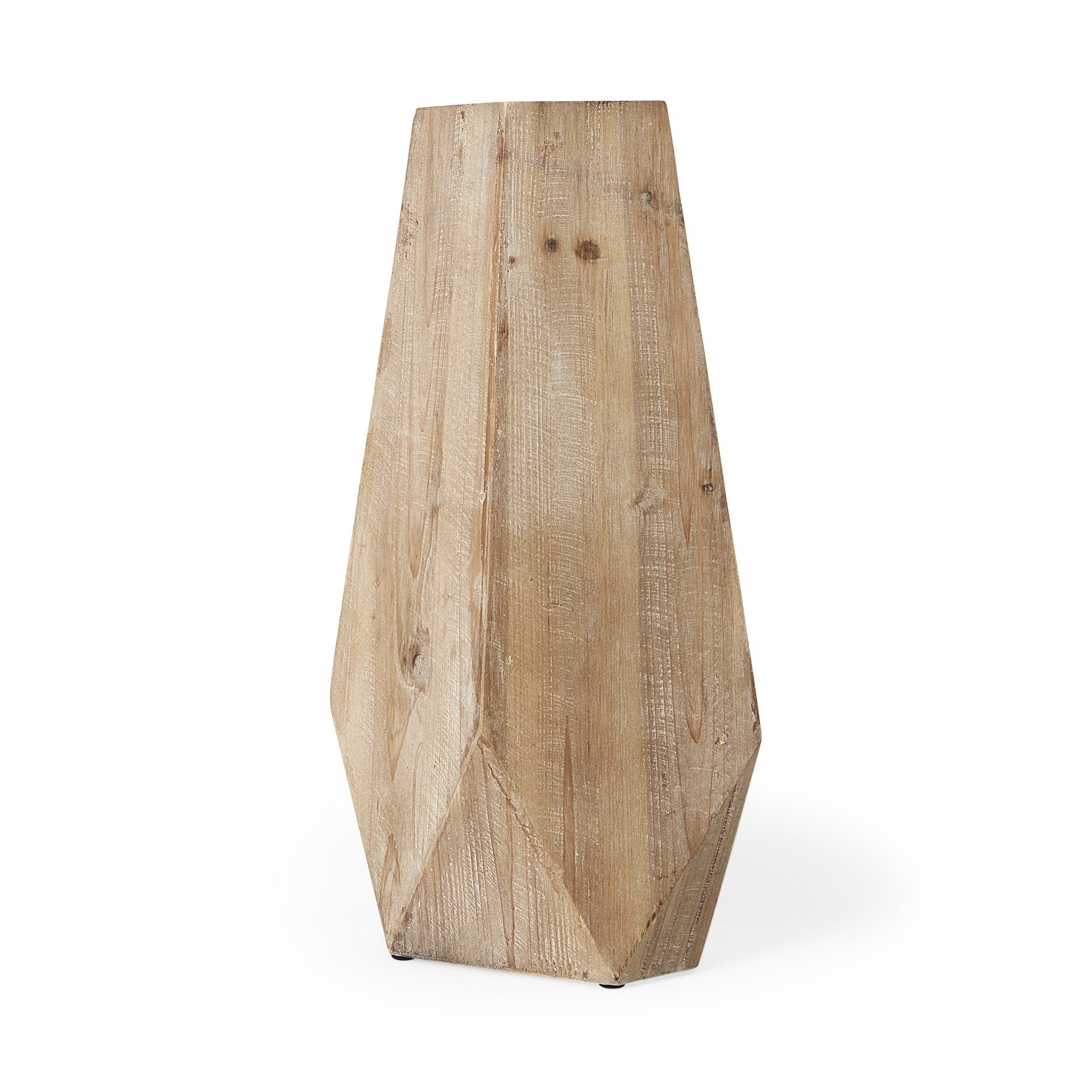 19" Natural Geometric Cylinder Solid Wood Table Vase-Vases-DECOROLALA
