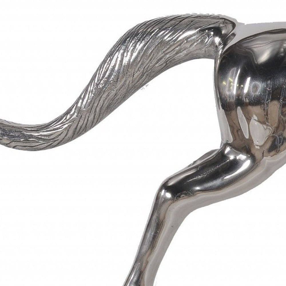 19" Nickel Metal Horse Figurine Tabletop Sculpture-Sculptures-DECOROLALA
