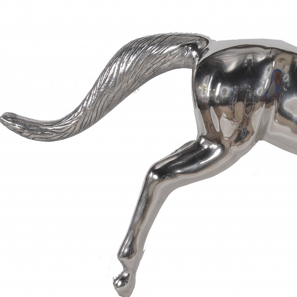 19" Nickel Metal Horse Figurine Tabletop Sculpture-Sculptures-DECOROLALA