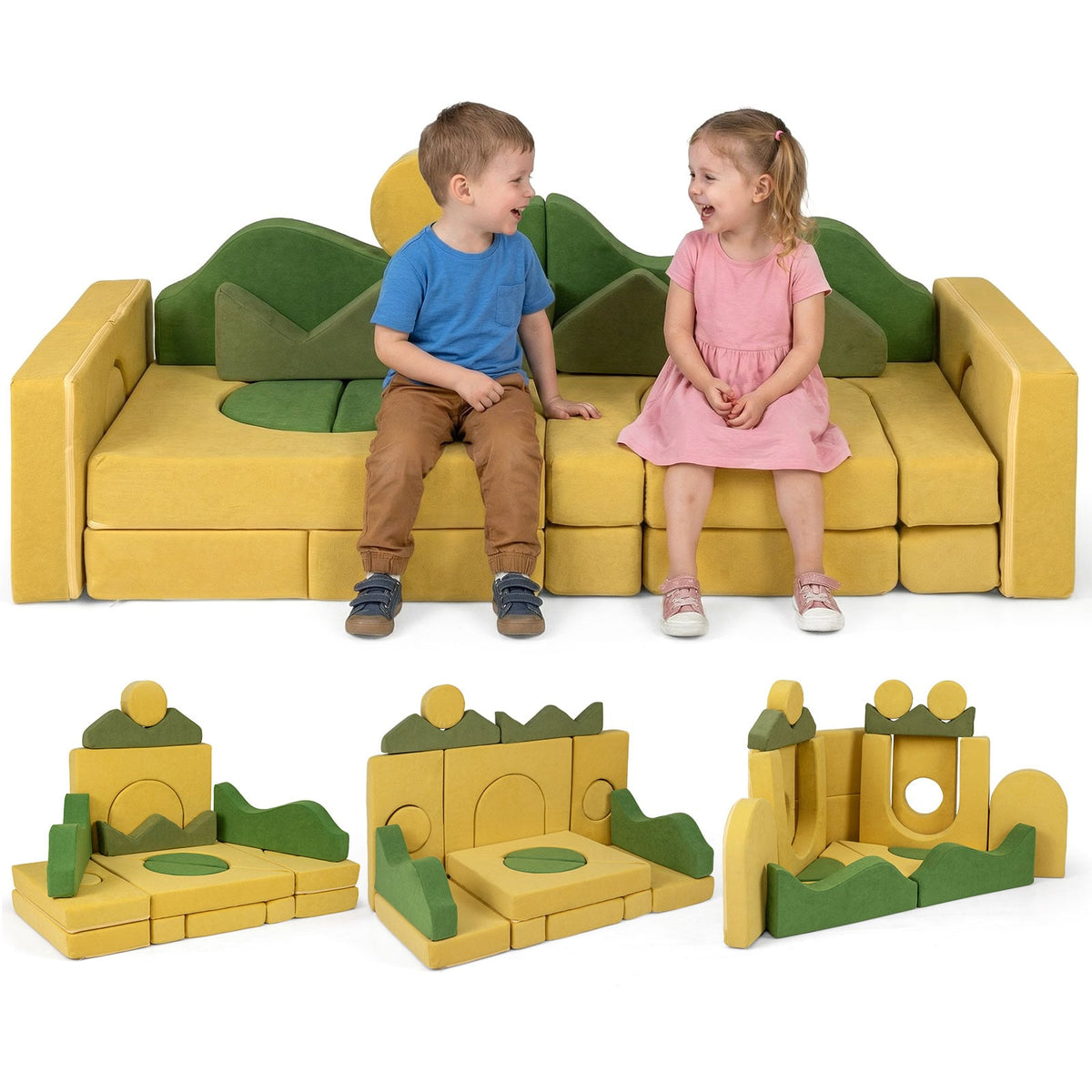 19 Pieces Modular Kids Play Couch for Inspiring Creativity-Kids Chairs-DECOROLALA