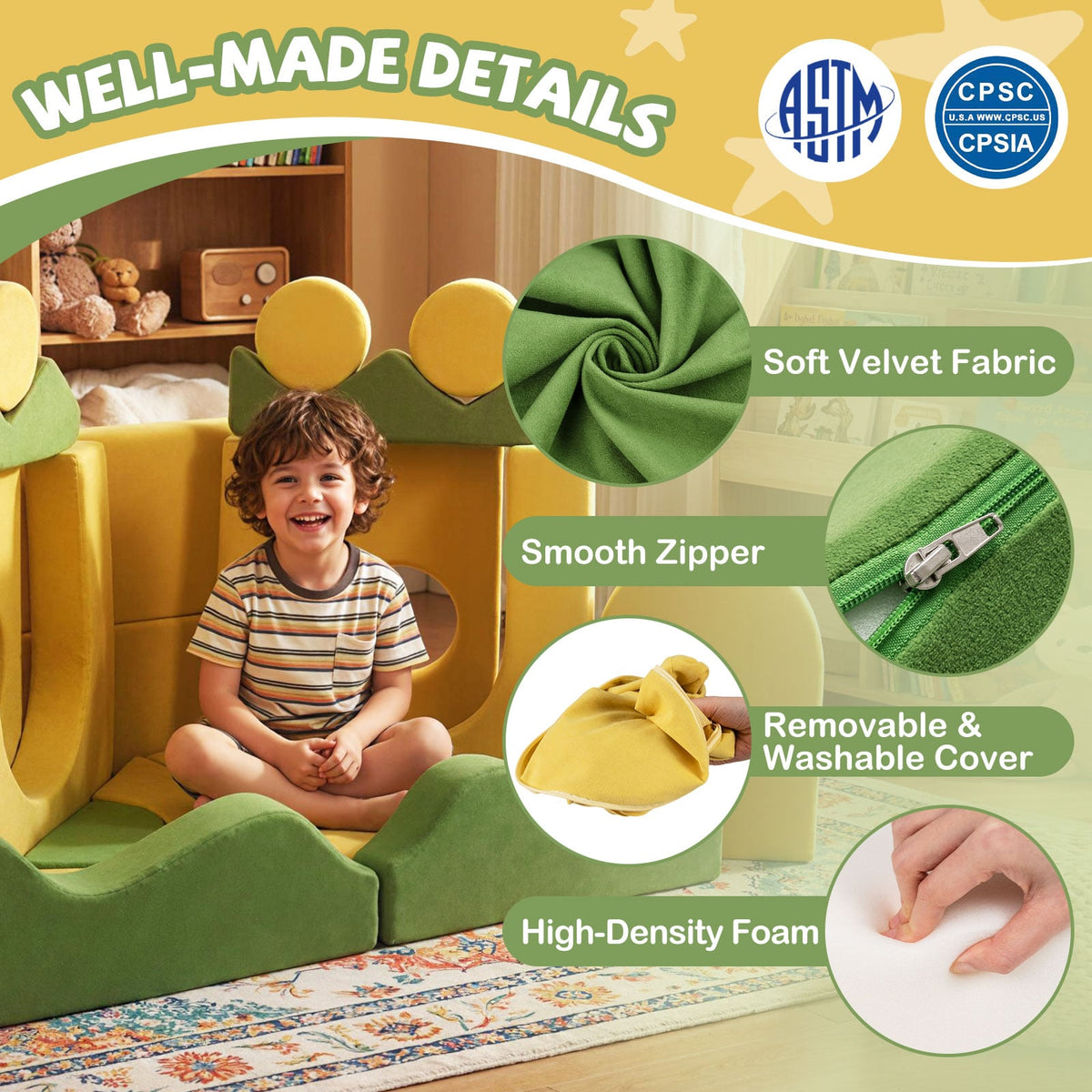 19 Pieces Modular Kids Play Couch for Inspiring Creativity-Kids Chairs-DECOROLALA