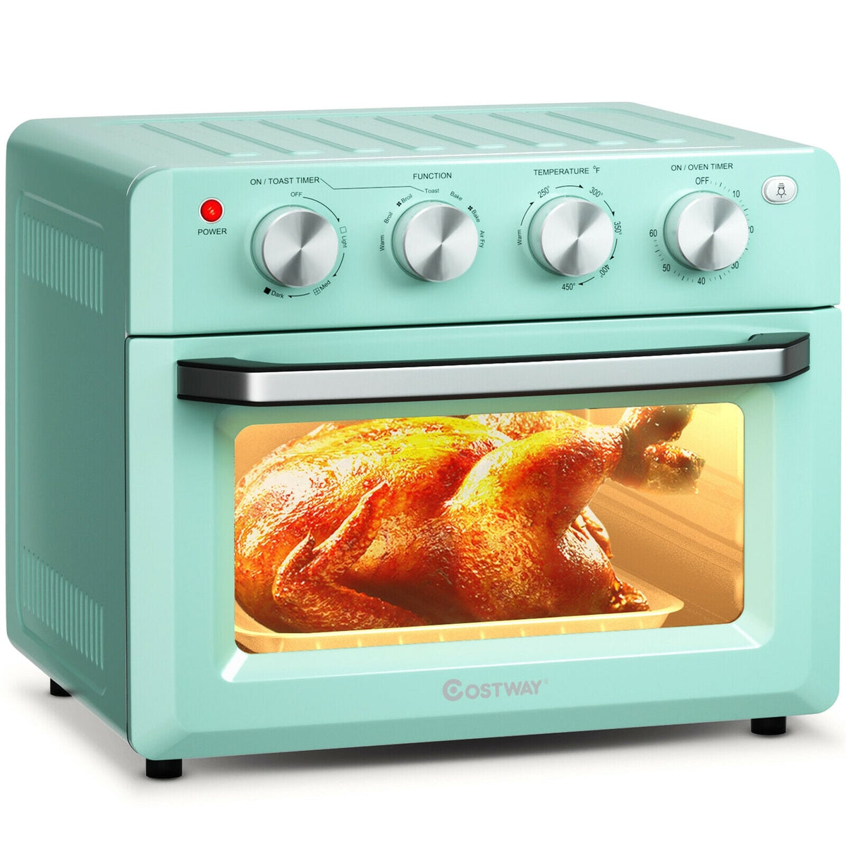 19 Qt Dehydrate Convection Air Fryer Toaster Oven with 5 Accessories-Green-Toaster Ovens-DECOROLALA