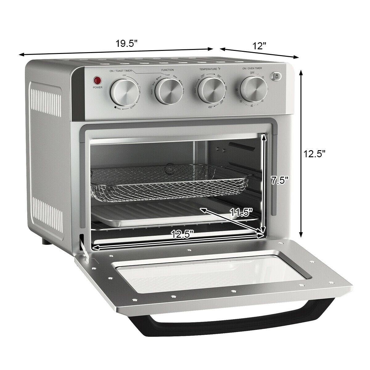 19 Qt Dehydrate Convection Air Fryer Toaster Oven with 5 Accessories-Toaster Ovens-DECOROLALA