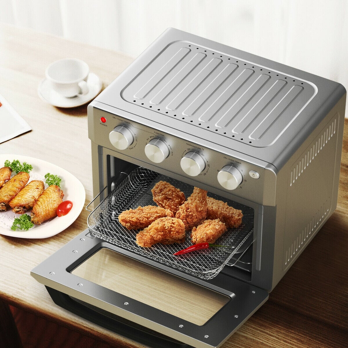 19 Qt Dehydrate Convection Air Fryer Toaster Oven with 5 Accessories-Toaster Ovens-DECOROLALA