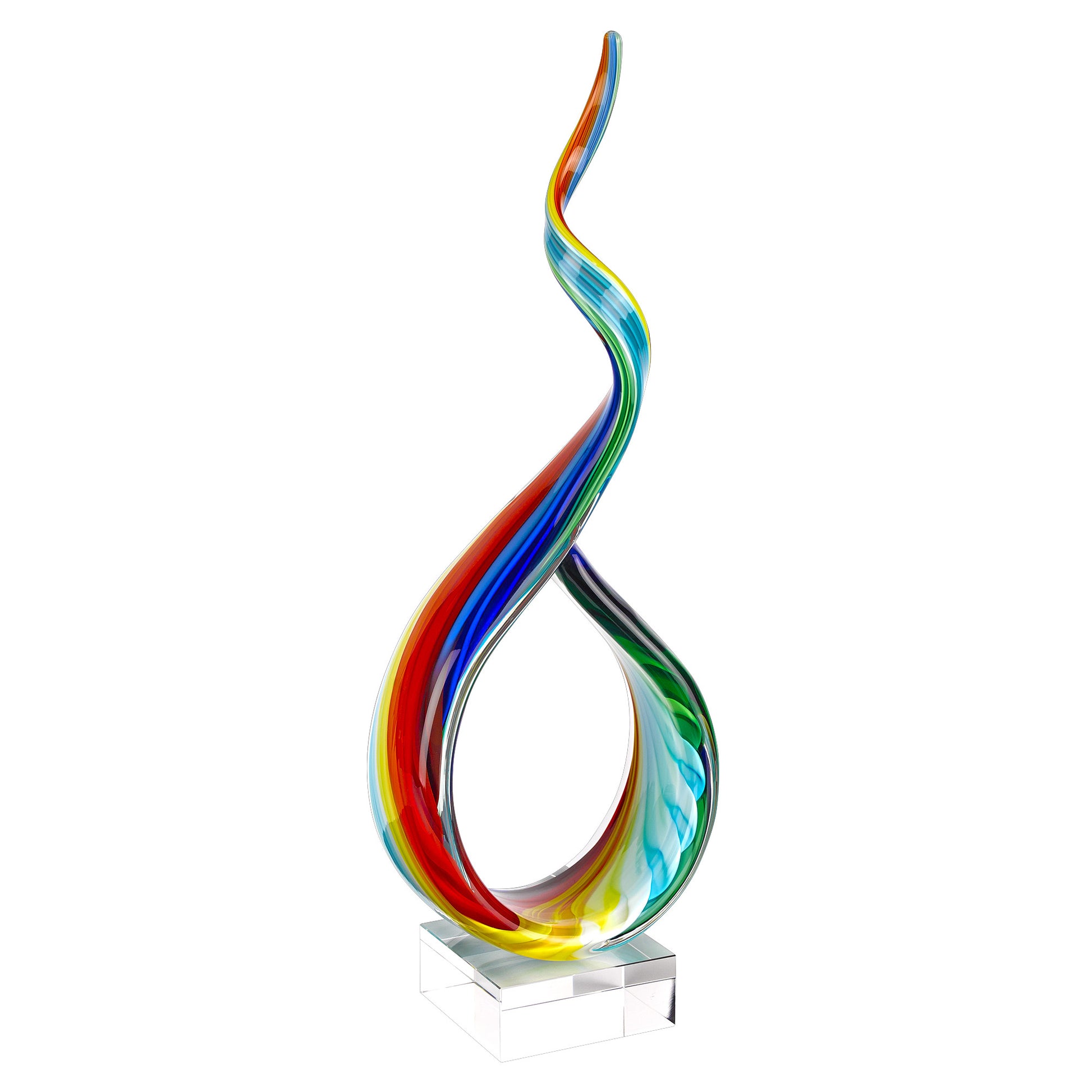 19" Rainbow Murano Glass Modern Abstract Tabletop Sculpture-Sculptures-DECOROLALA