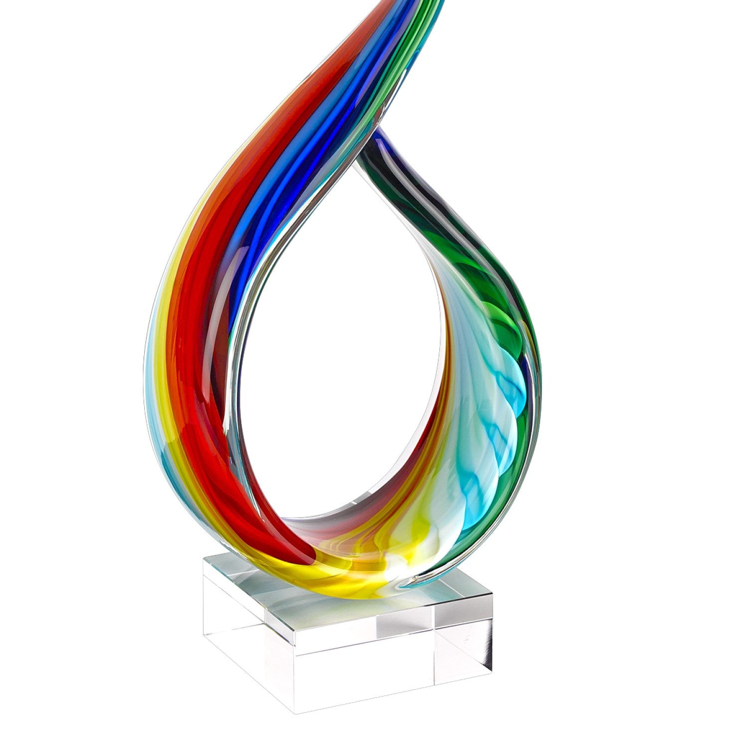 19" Rainbow Murano Glass Modern Abstract Tabletop Sculpture-Sculptures-DECOROLALA
