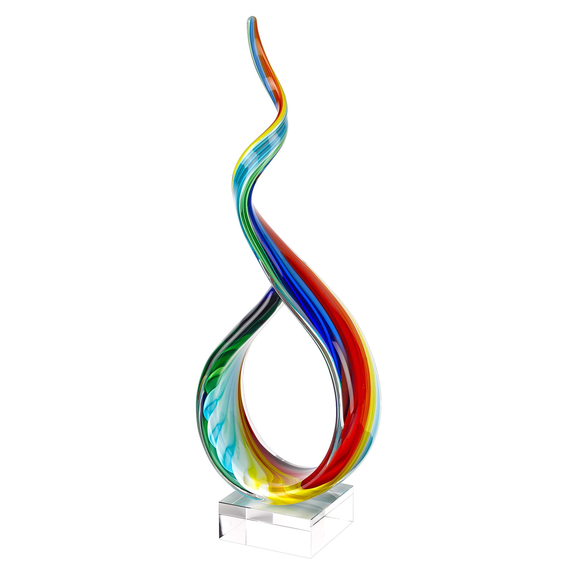 19" Rainbow Murano Glass Modern Abstract Tabletop Sculpture-Sculptures-DECOROLALA