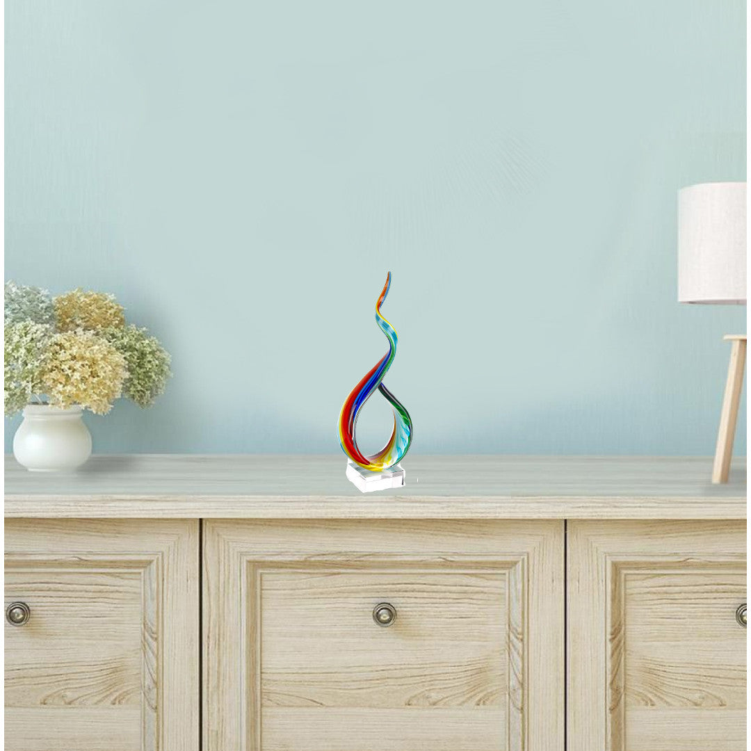 19" Rainbow Murano Glass Modern Abstract Tabletop Sculpture-Sculptures-DECOROLALA