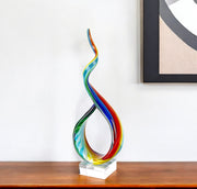 19" Rainbow Murano Glass Modern Abstract Tabletop Sculpture-Sculptures-DECOROLALA