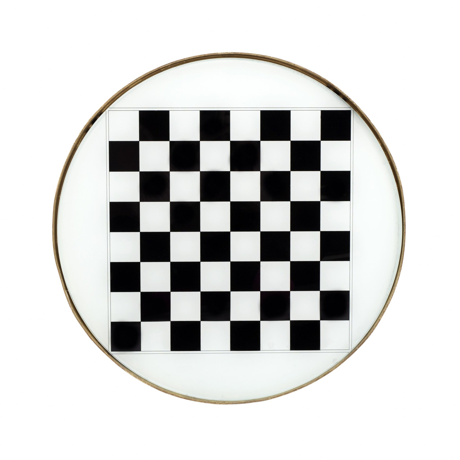 19" White and Gold Glass and Metal Round Coffee Table-Game Tables-DECOROLALA