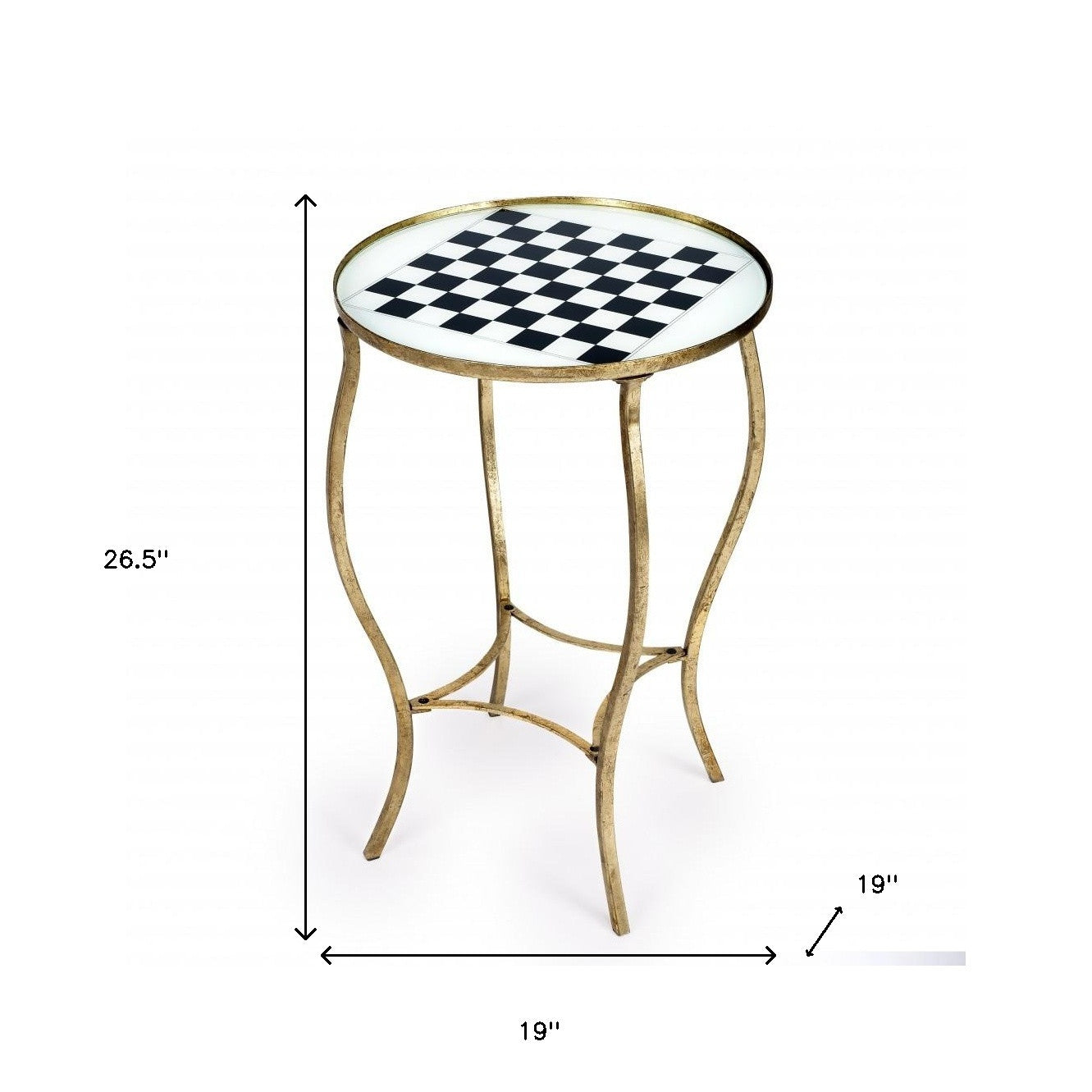 19" White and Gold Glass and Metal Round Coffee Table-Game Tables-DECOROLALA