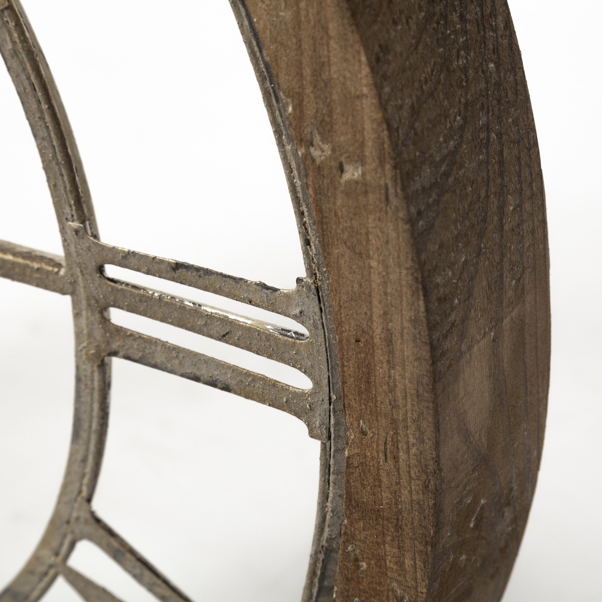 19" Whitewash Brown Round Modern Farm Wall Clock-Wall Clocks-DECOROLALA