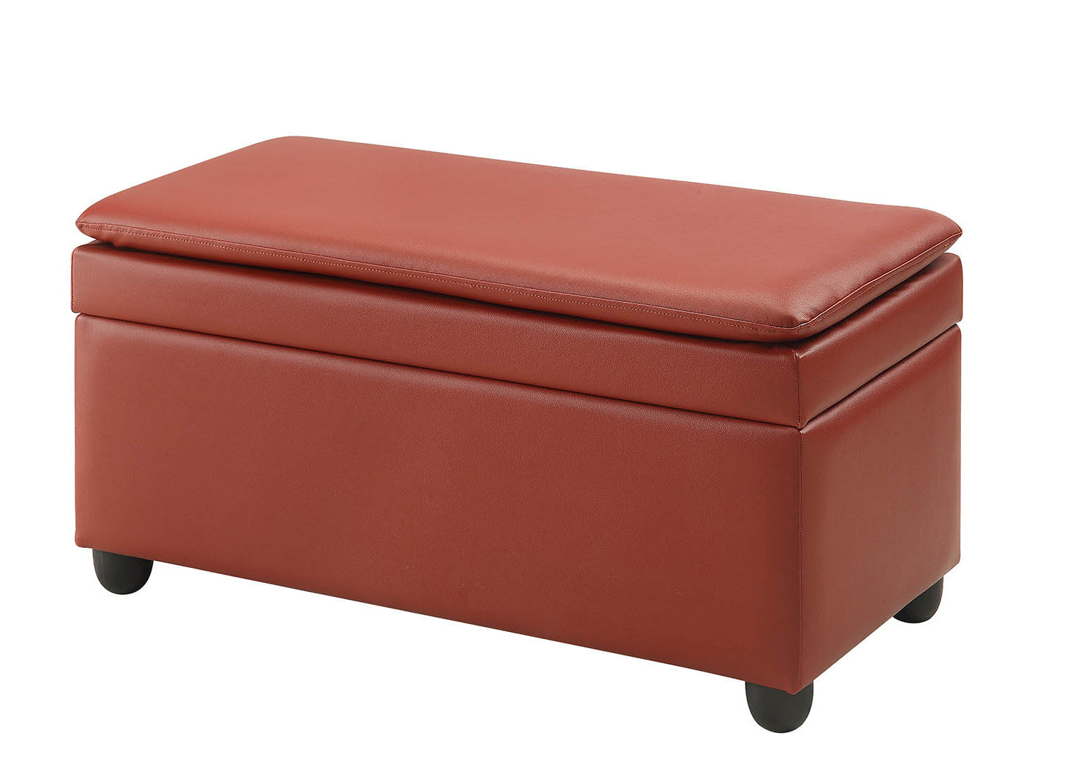 19" Wine and Black Upholstered Faux Leather Bench with Flip top-Benches-DECOROLALA